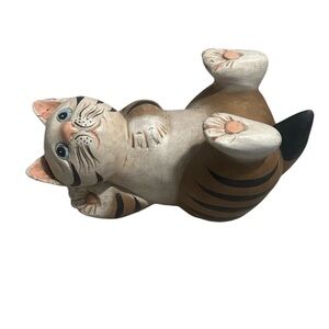 Wooden Painted Blue Eye Cat